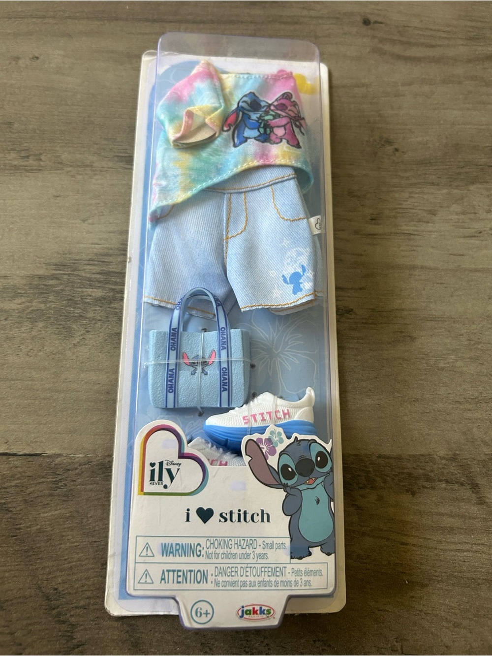 Light Blue Tie-Dye Doll Outfit with Denim Shorts & Accessories